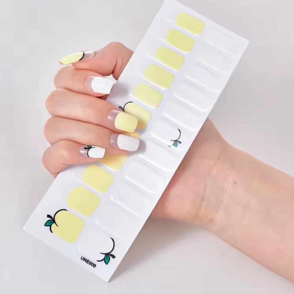 Yellow and White Nail Wraps, Apple Style Nail Stickers